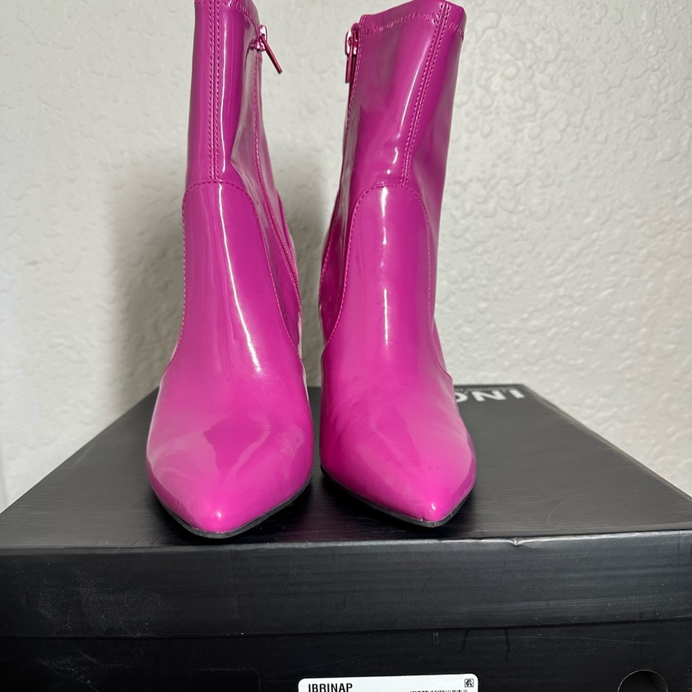 INC International Concepts Hot Pink Patent Pointed Toe Ankle Boots